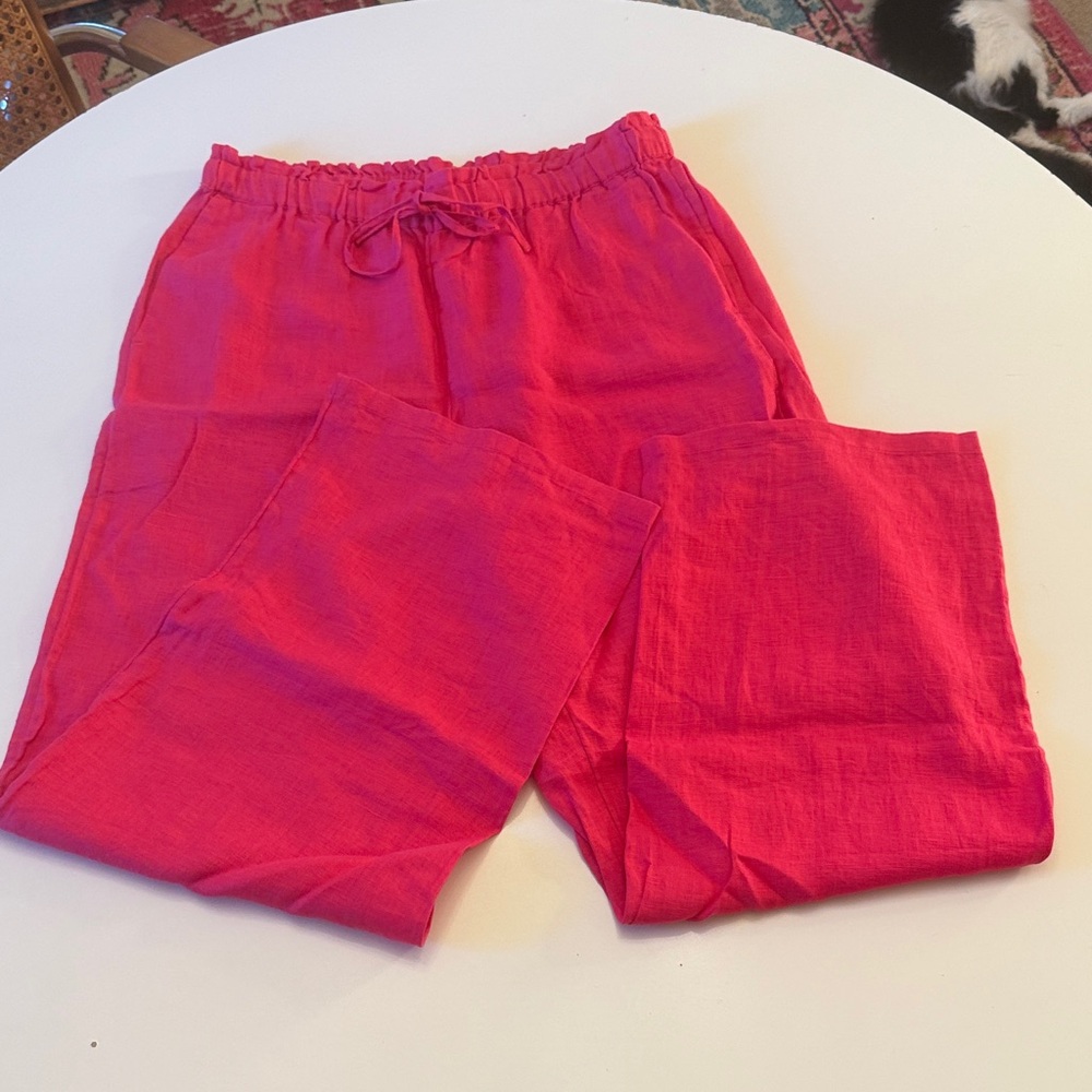 J. Crew Pink Linen Drawstring Pants
